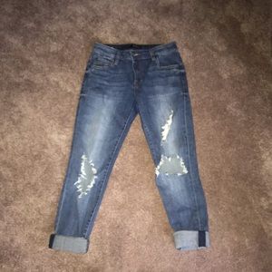 Distressed boyfriend jeans